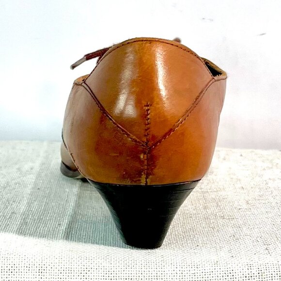 Vintage Y2K Revival Tan Leather Lace-up Pointed Toe Oxford -Women's Size 8M - Picture 12 of 16